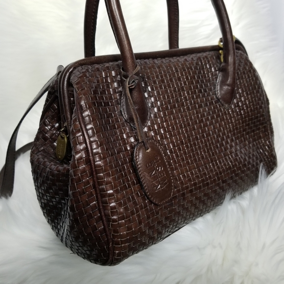 Vintage Leather Brown Woven leather Satchel - Picture 2 of 7